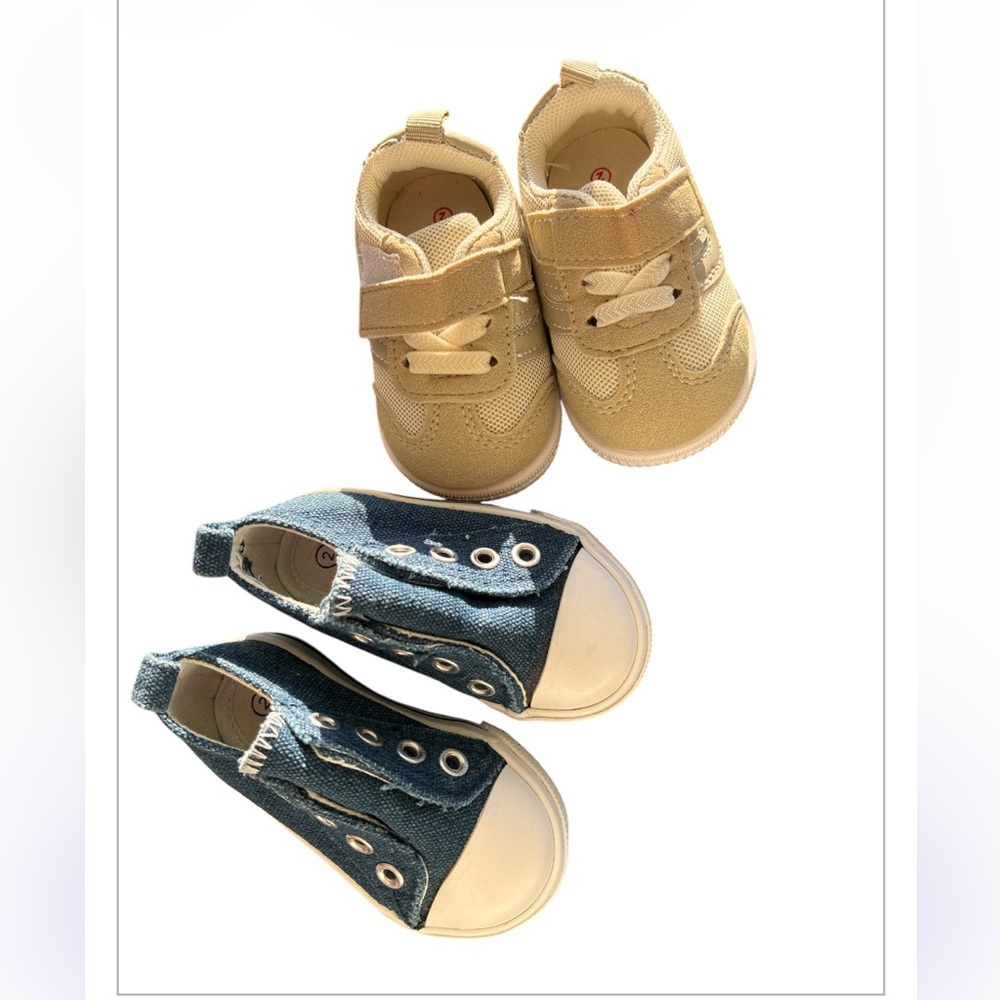 Koala Kids Blue Sneakers and Nuby beige sneakers for baby #2